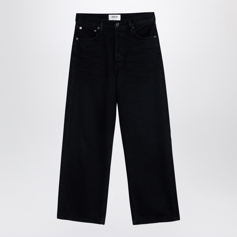 AGOLDE Wide black jeans in organic denim