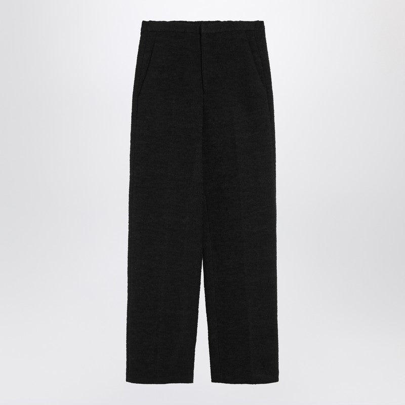 Loulou Studio Black straight bouclé trousers