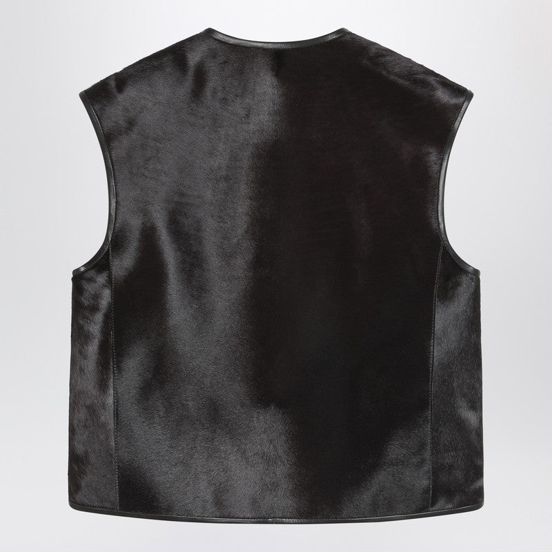 Loulou Studio Brown Ampas vest in pony-effect leather