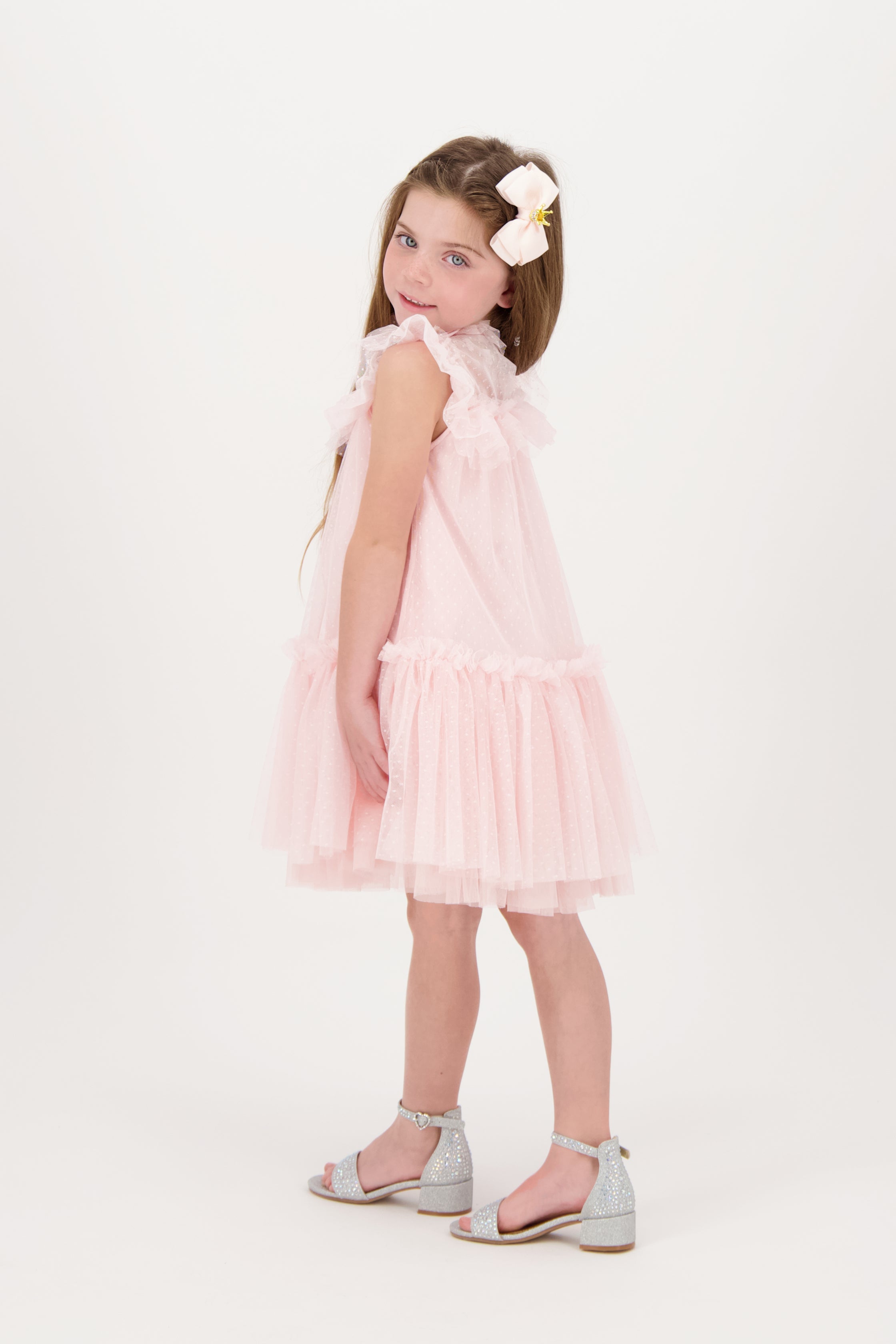 Andrea Spotted Tulle Dress Pale Pink