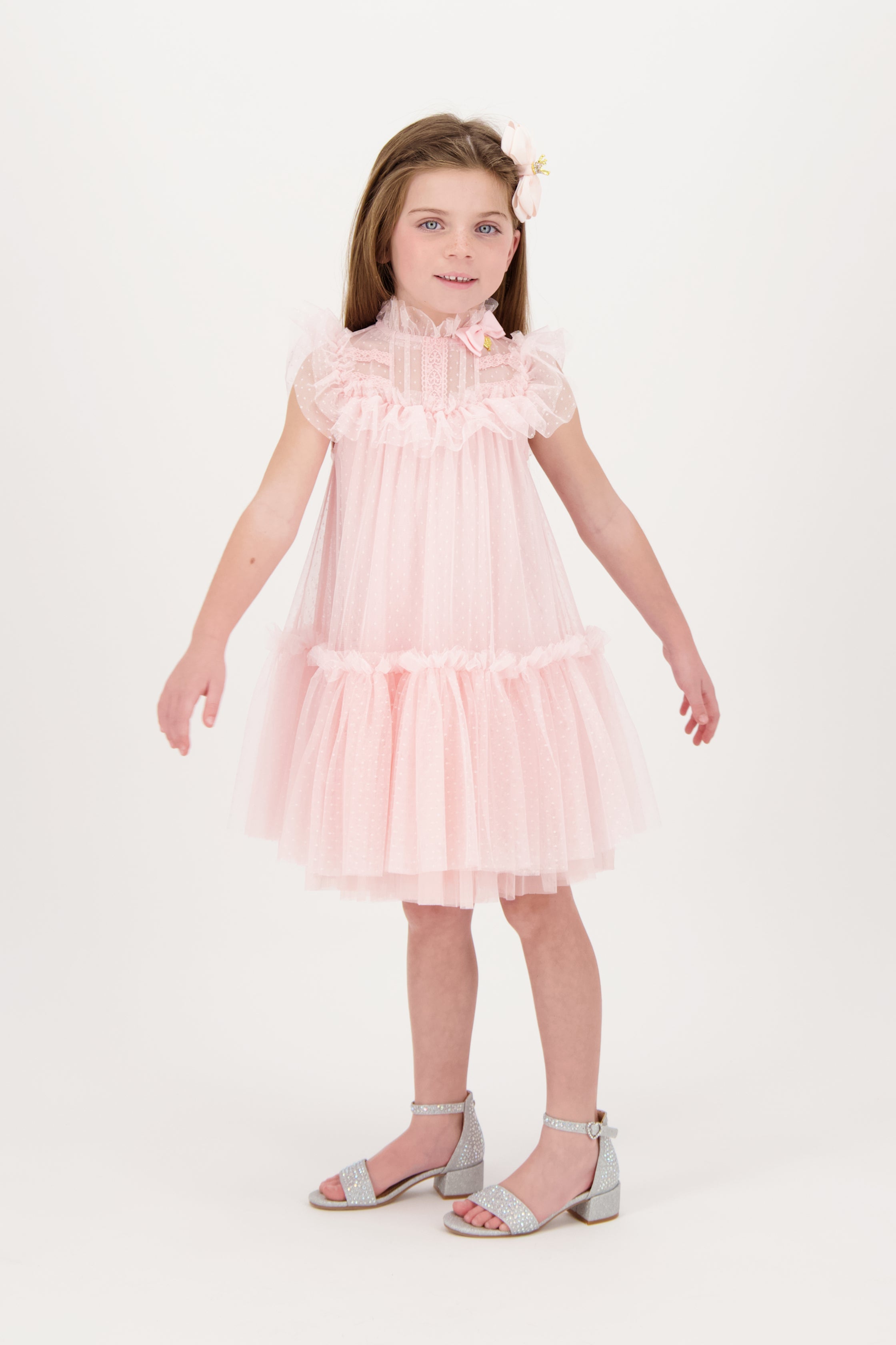 Andrea Spotted Tulle Dress Pale Pink