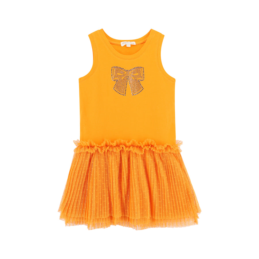 Austin Crystal Bow Tulle Dress Orange