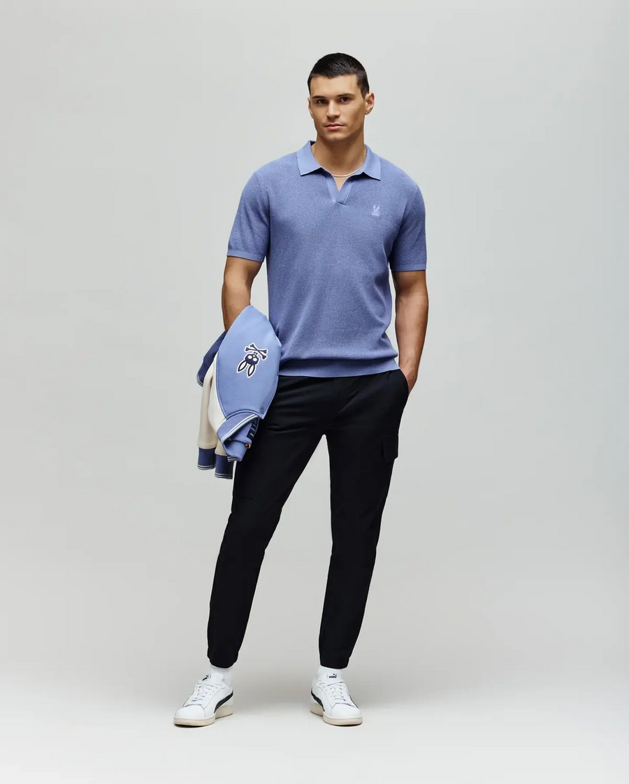 Psycho Bunny  Mens Leeton Johnny Collar Knit Polo