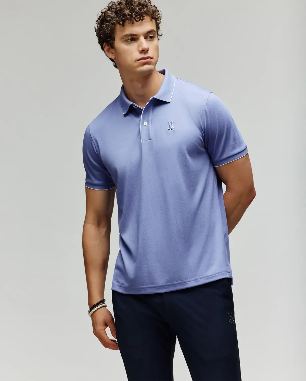 Mens Bryce Performance Ultra-soft Pique Polo T-shirt in Blue