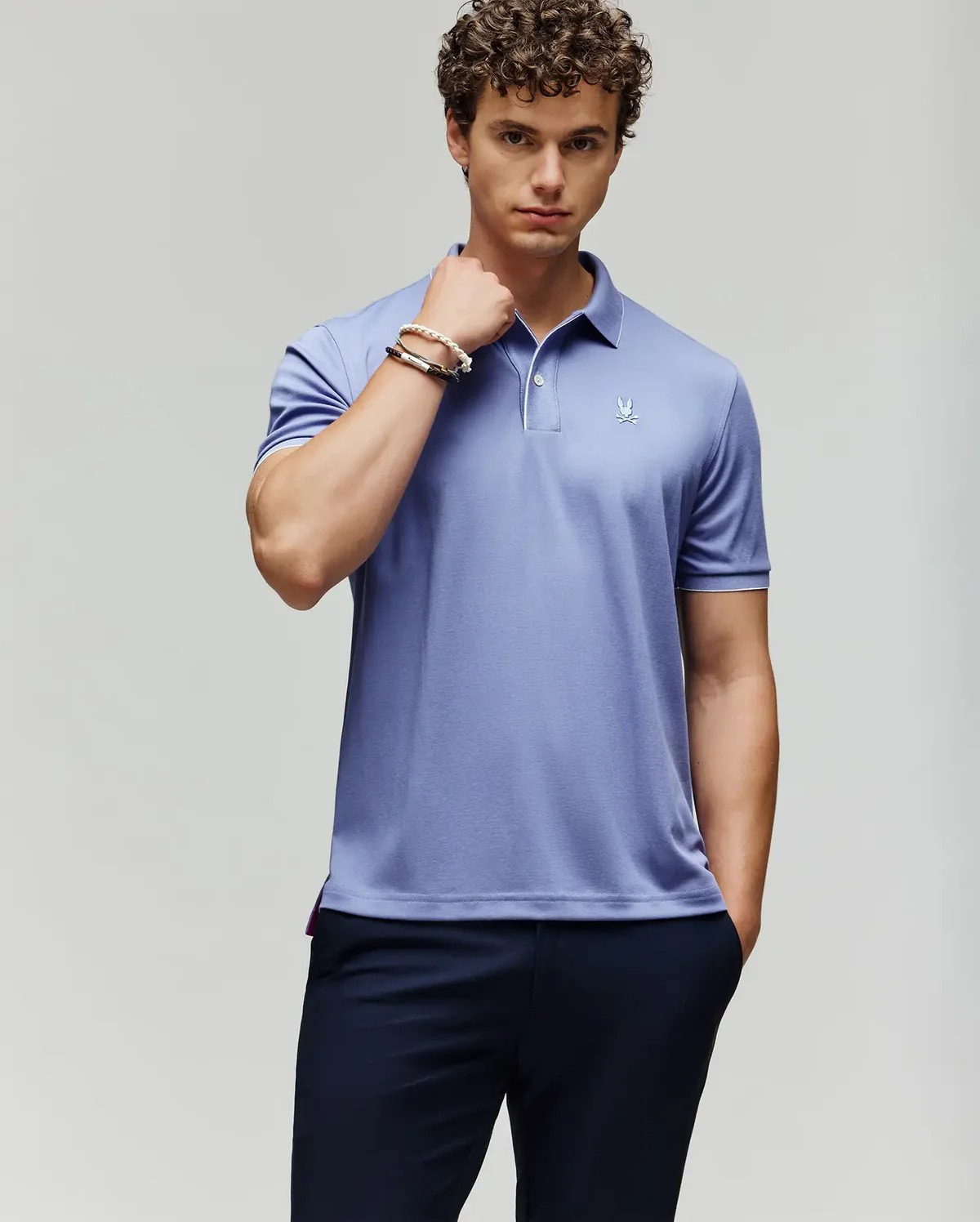 Mens Bryce Performance Ultra-soft Pique Polo T-shirt in Blue