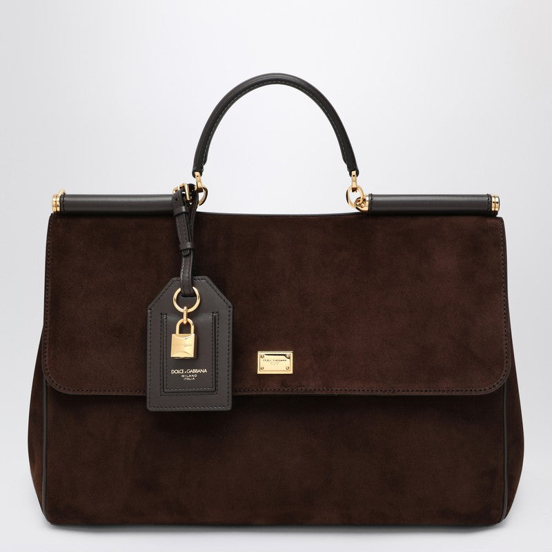 Dolce & Gabbana Dolce&Gabbana Ebony brown suede large bag My Sicily