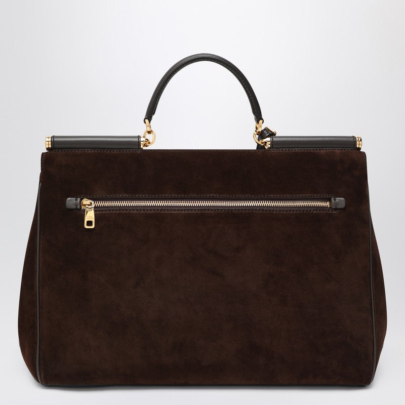 Dolce & Gabbana Dolce&Gabbana Ebony brown suede large bag My Sicily