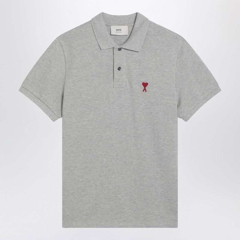 Ami Paris Ami De Coeur grey polo shirt