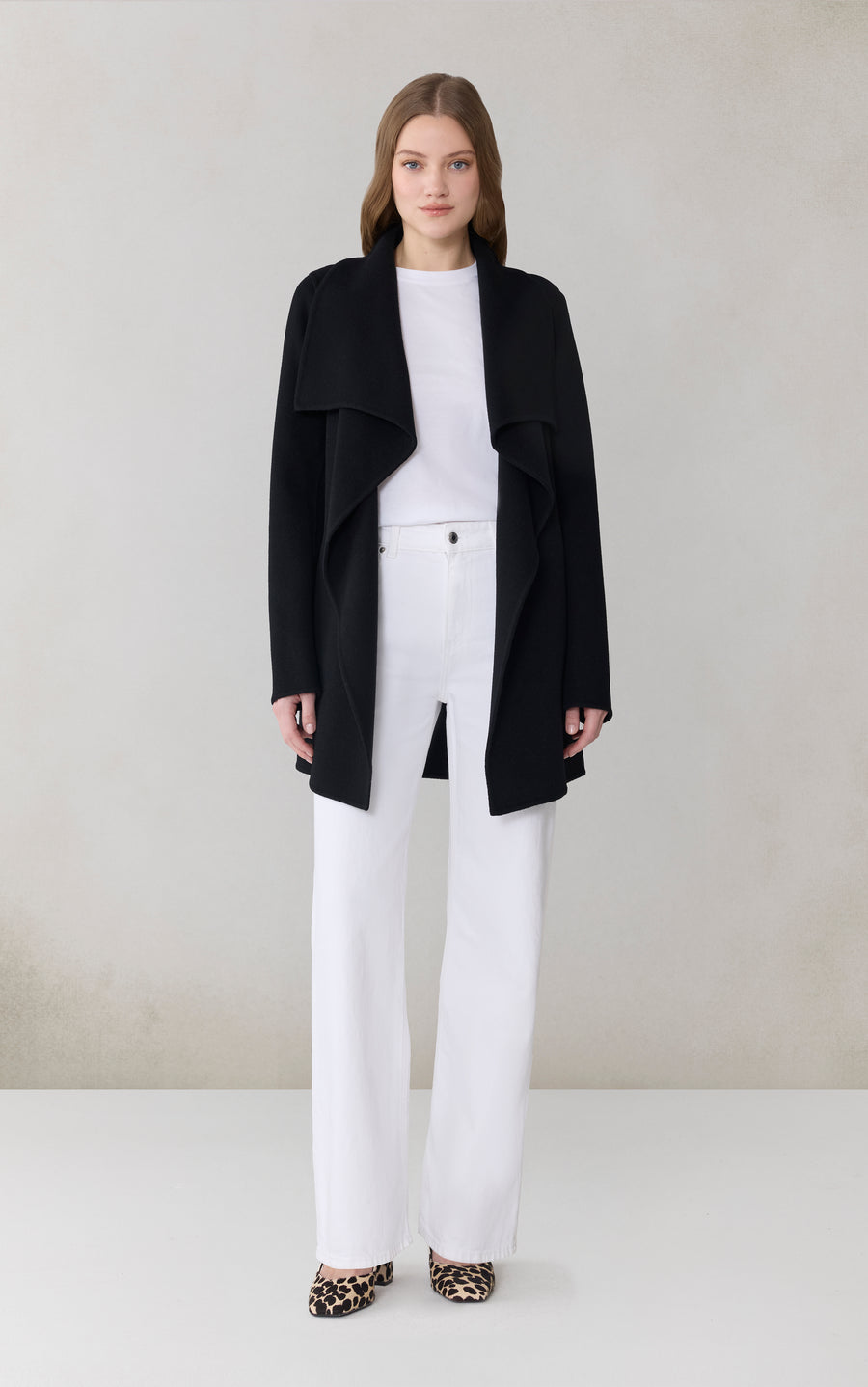 BRIDGETTE-U Double Face Wrap Coat in Wool