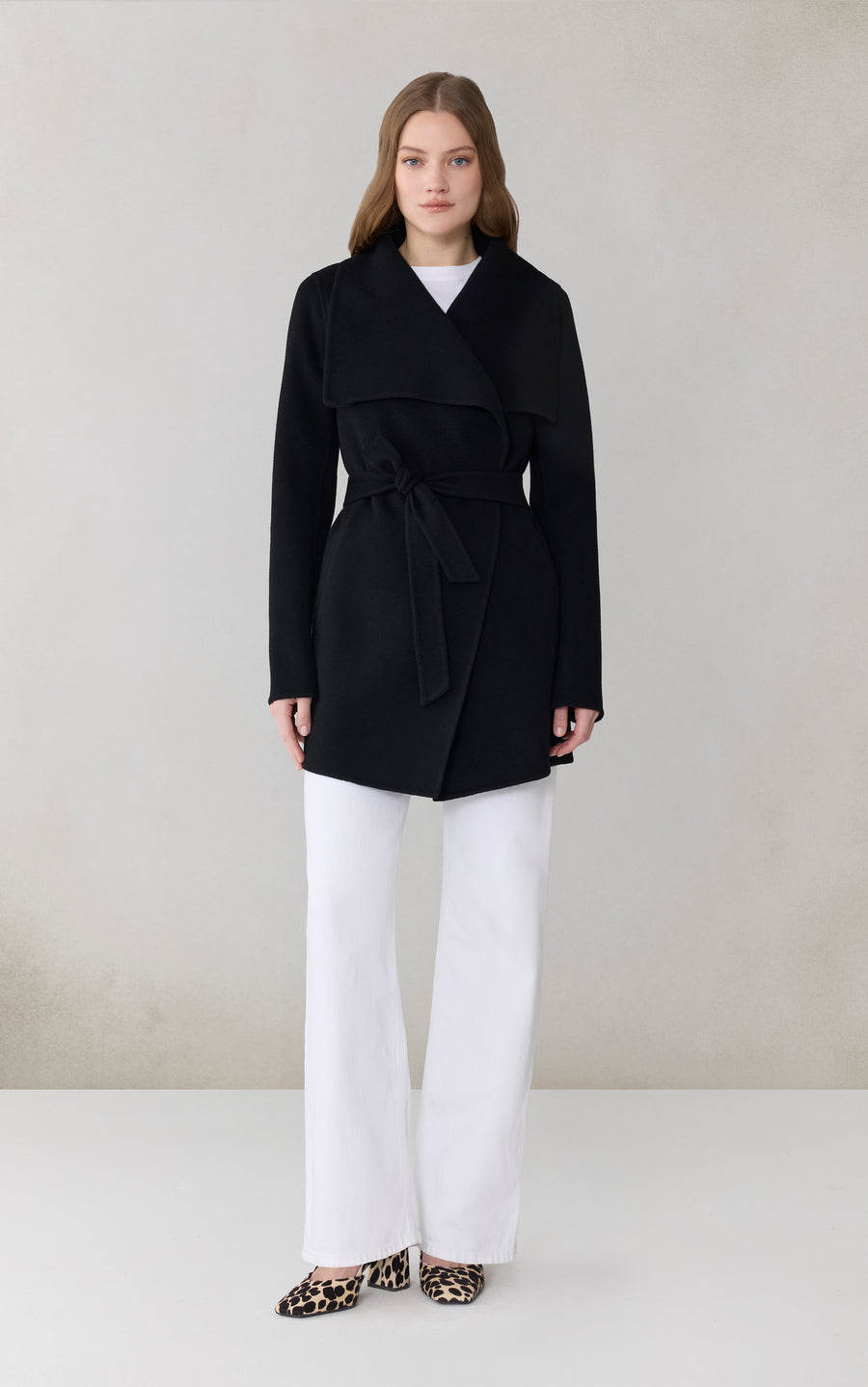 BRIDGETTE-U Double Face Wrap Coat in Wool