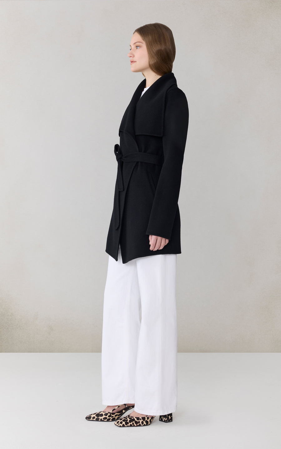 BRIDGETTE-U Double Face Wrap Coat in Wool