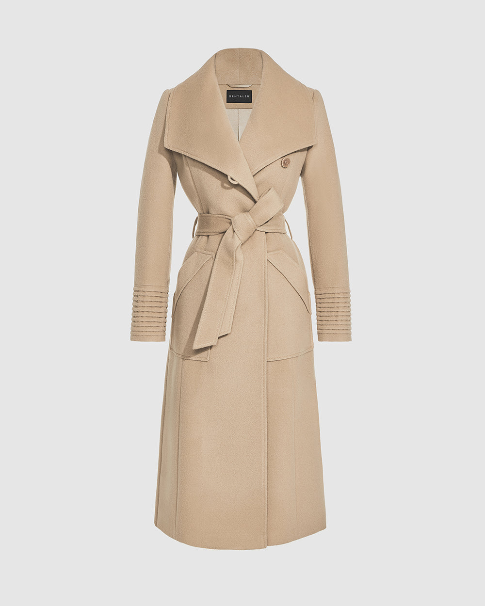 BABY ALPACA LONG WIDE COLLAR WRAP COAT
