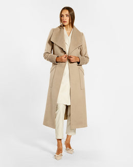 BABY ALPACA LONG WIDE COLLAR WRAP COAT