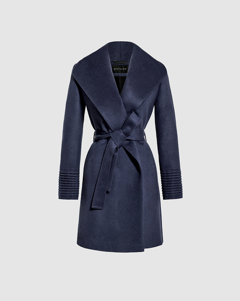 BABY ALPACA MID LENGTH SHAWL COLLAR WRAP COAT