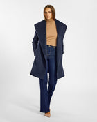 BABY ALPACA MID LENGTH SHAWL COLLAR WRAP COAT