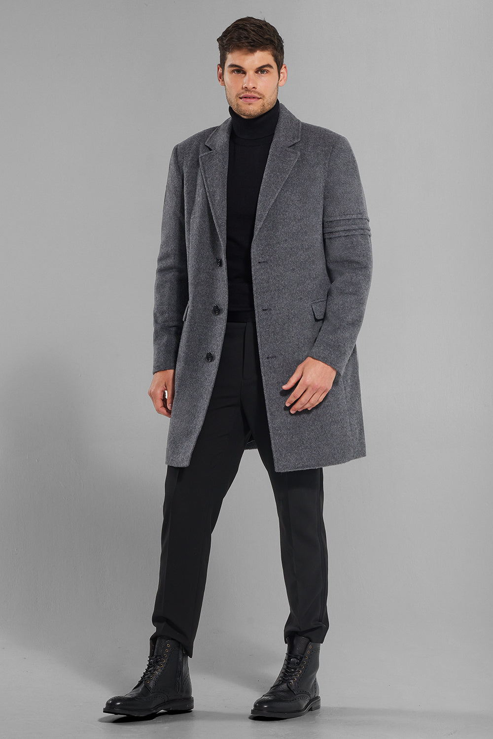 BABY ALPACA NOTCHED LAPEL OVERCOAT