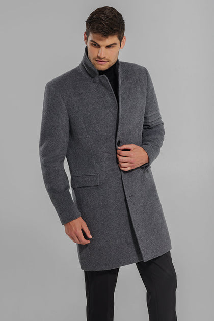 BABY ALPACA NOTCHED LAPEL OVERCOAT