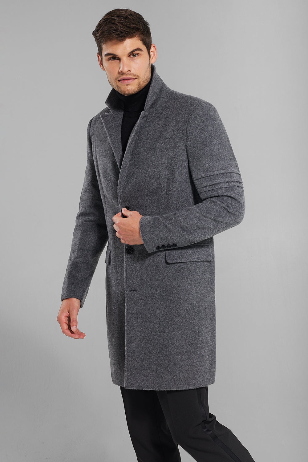 BABY ALPACA NOTCHED LAPEL OVERCOAT