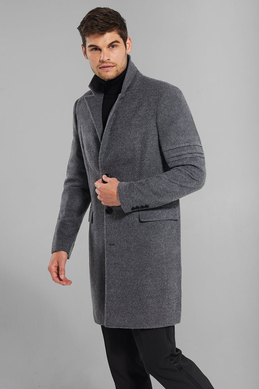 BABY ALPACA NOTCHED LAPEL OVERCOAT