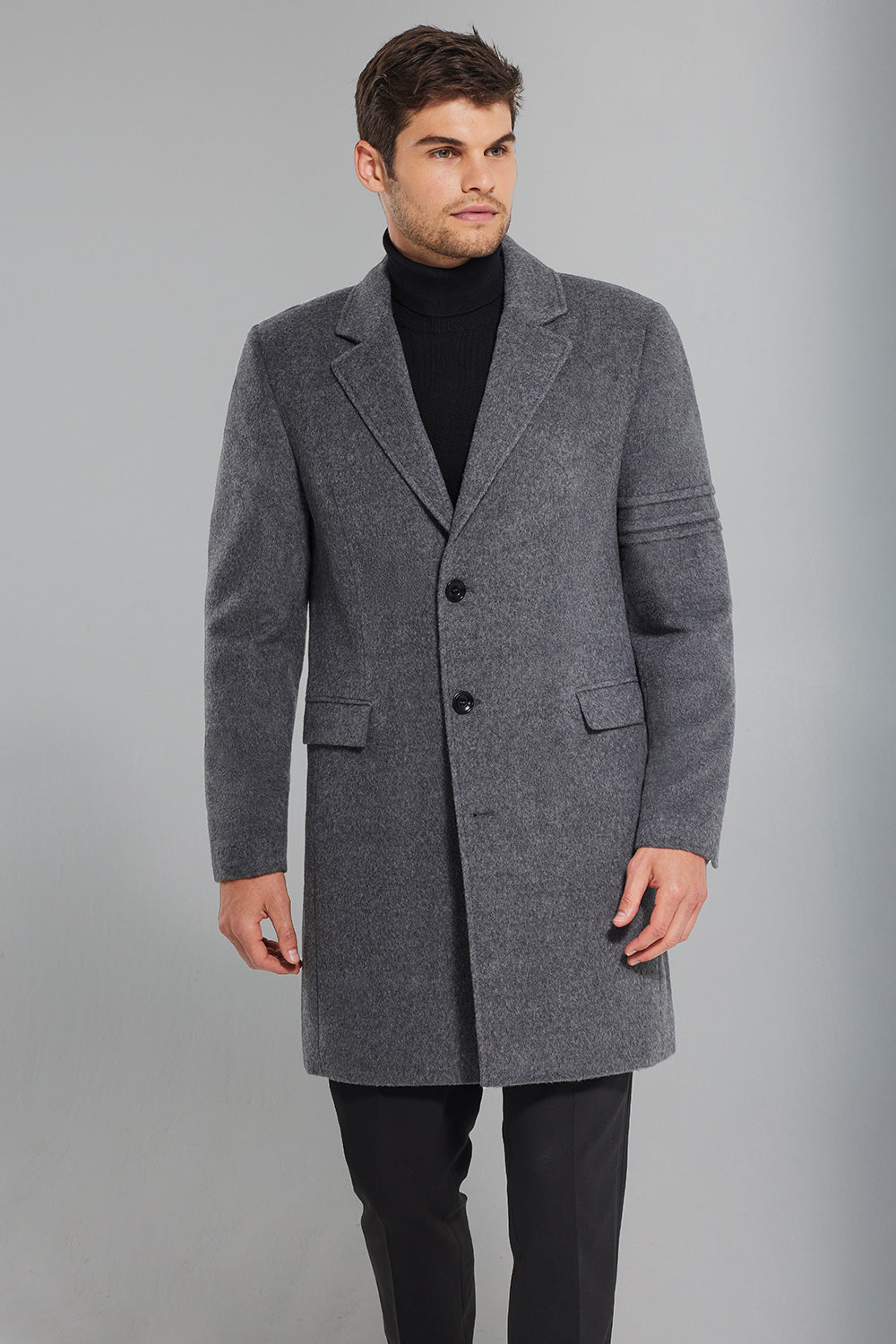 BABY ALPACA NOTCHED LAPEL OVERCOAT