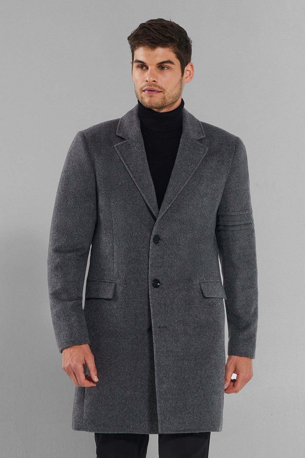 BABY ALPACA NOTCHED LAPEL OVERCOAT