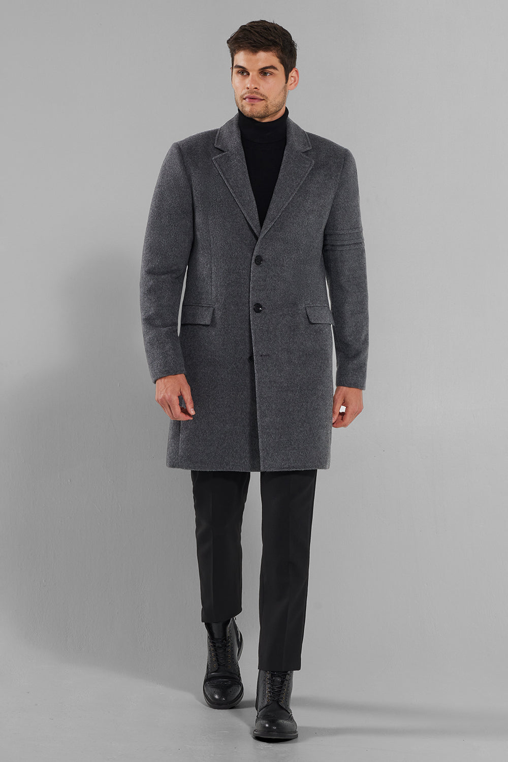 BABY ALPACA NOTCHED LAPEL OVERCOAT
