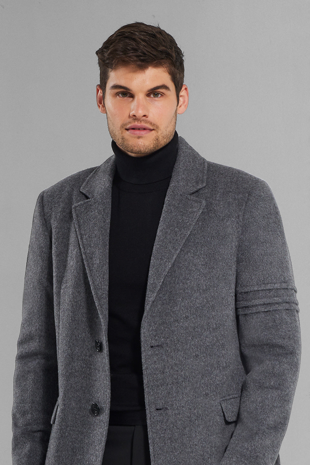 BABY ALPACA NOTCHED LAPEL OVERCOAT