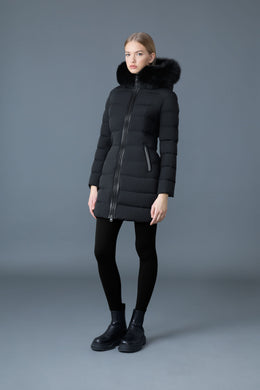 CALLA-BX Agile-360 stretch light down coat with blue fox fur collar
