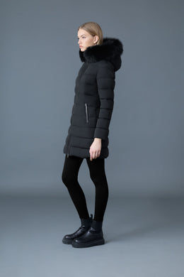 CALLA-BX Agile-360 stretch light down coat with blue fox fur collar