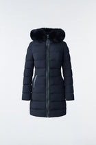 CALLA-BX Agile-360 stretch light down coat with blue fox fur collar