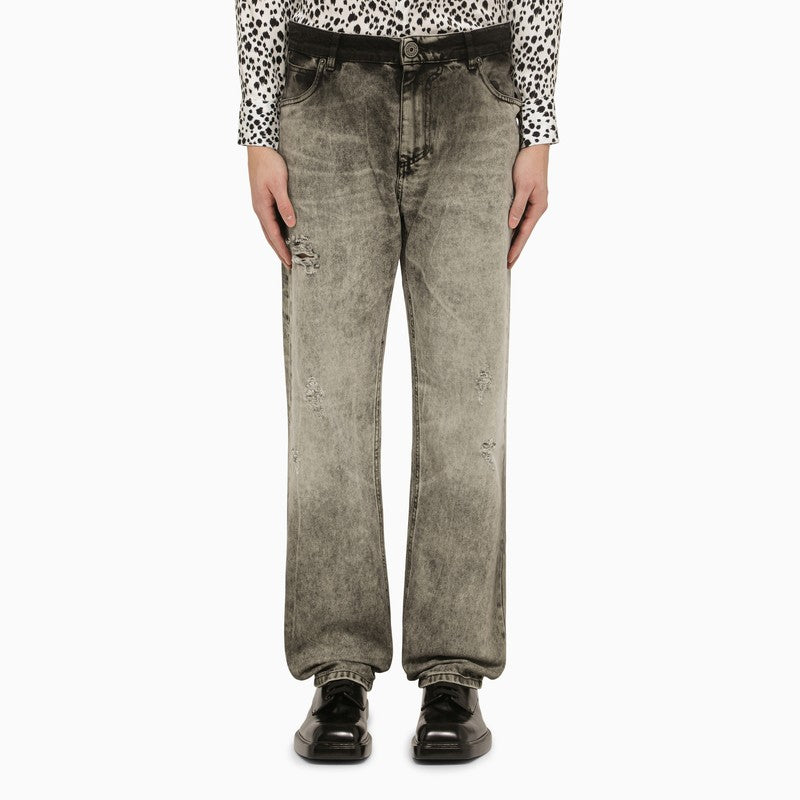 Balmain Light grey delavé denim jeans