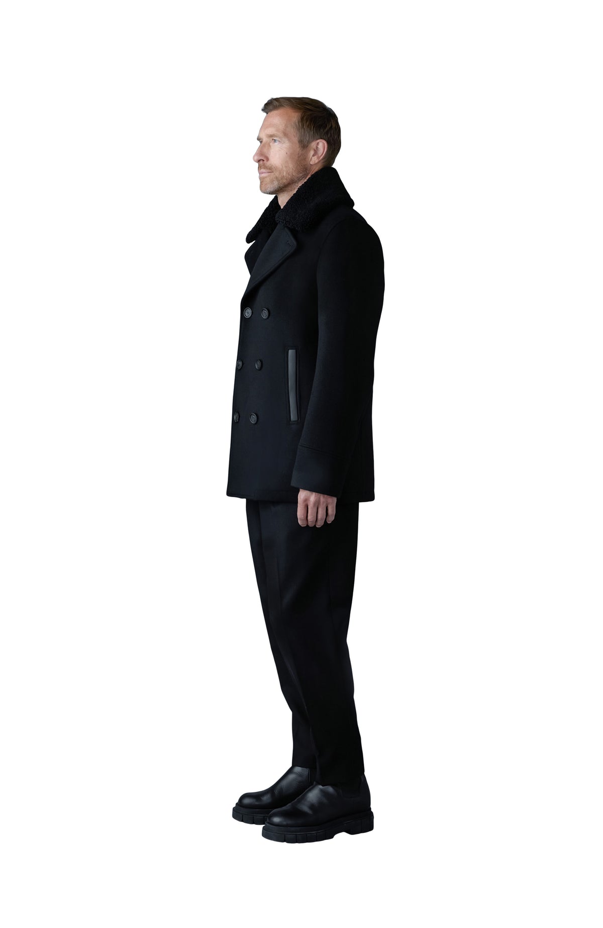 Mackage COLE wool double-breasted jacket with shearling collar