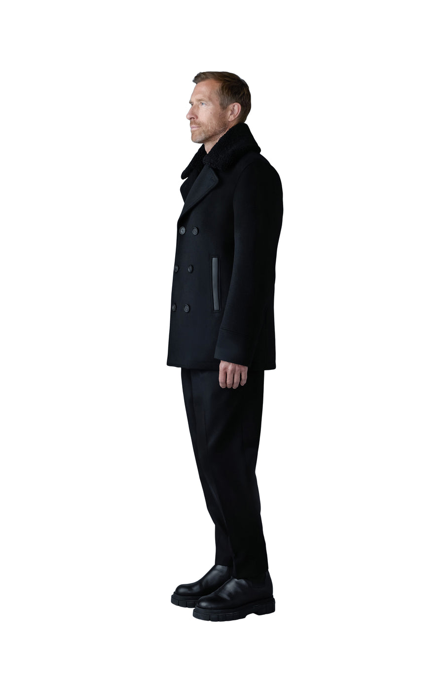 Mackage COLE wool double-breasted jacket with shearling collar