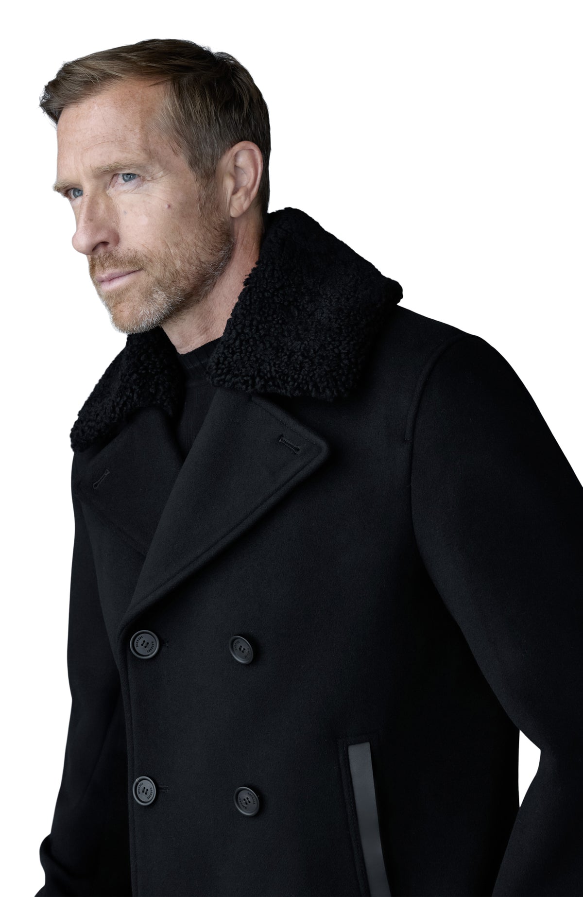 Mackage COLE wool double-breasted jacket with shearling collar