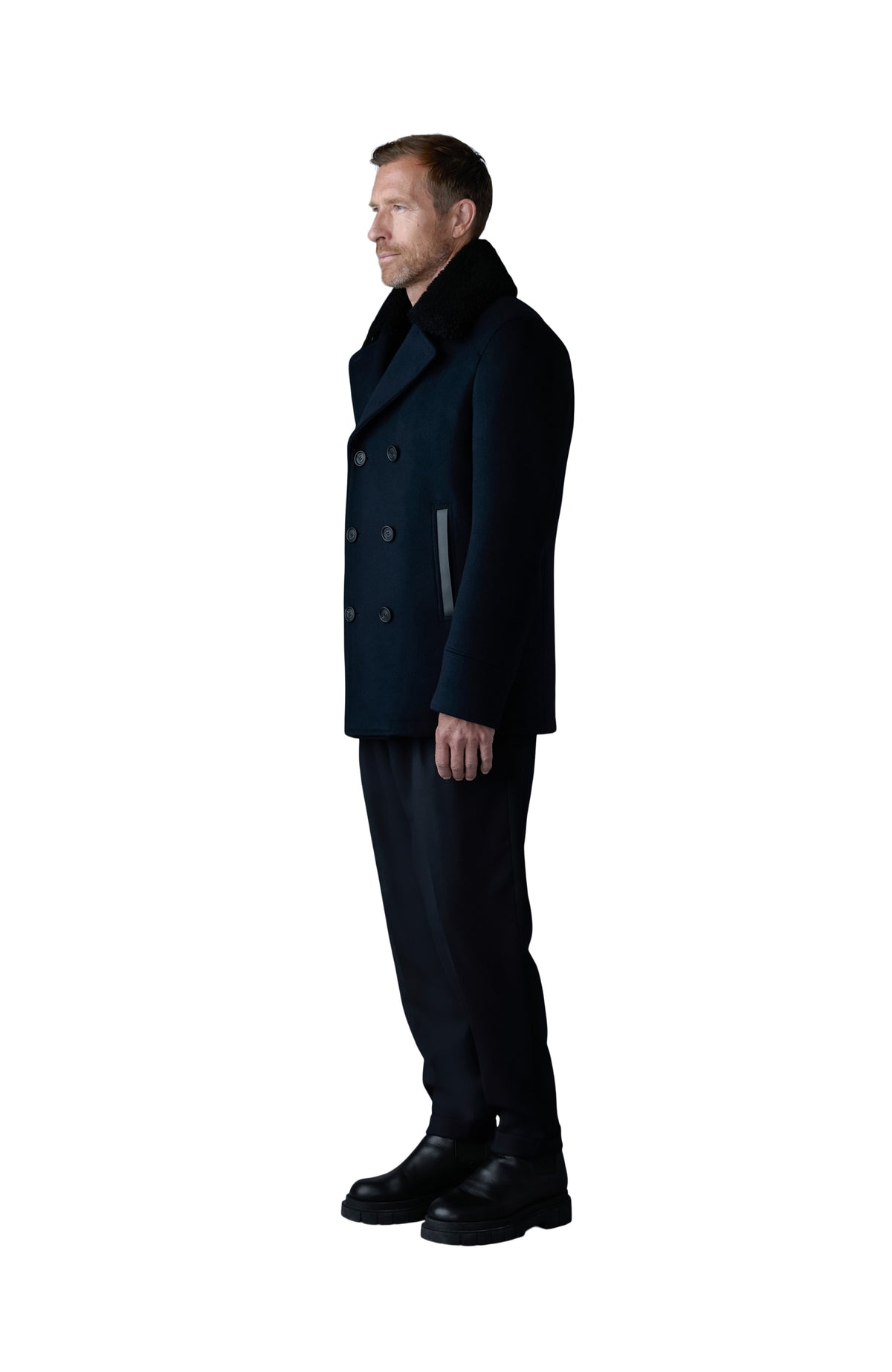 Mackage COLE wool double-breasted jacket with shearling collar