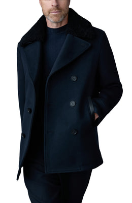 Mackage COLE wool double-breasted jacket with shearling collar