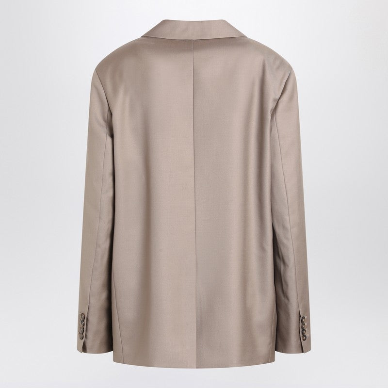 Loulou Studio Double-breasted wool jacket in taupe color