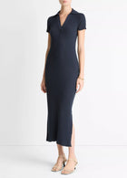 Ribbed Cotton-Blend Polo Dress