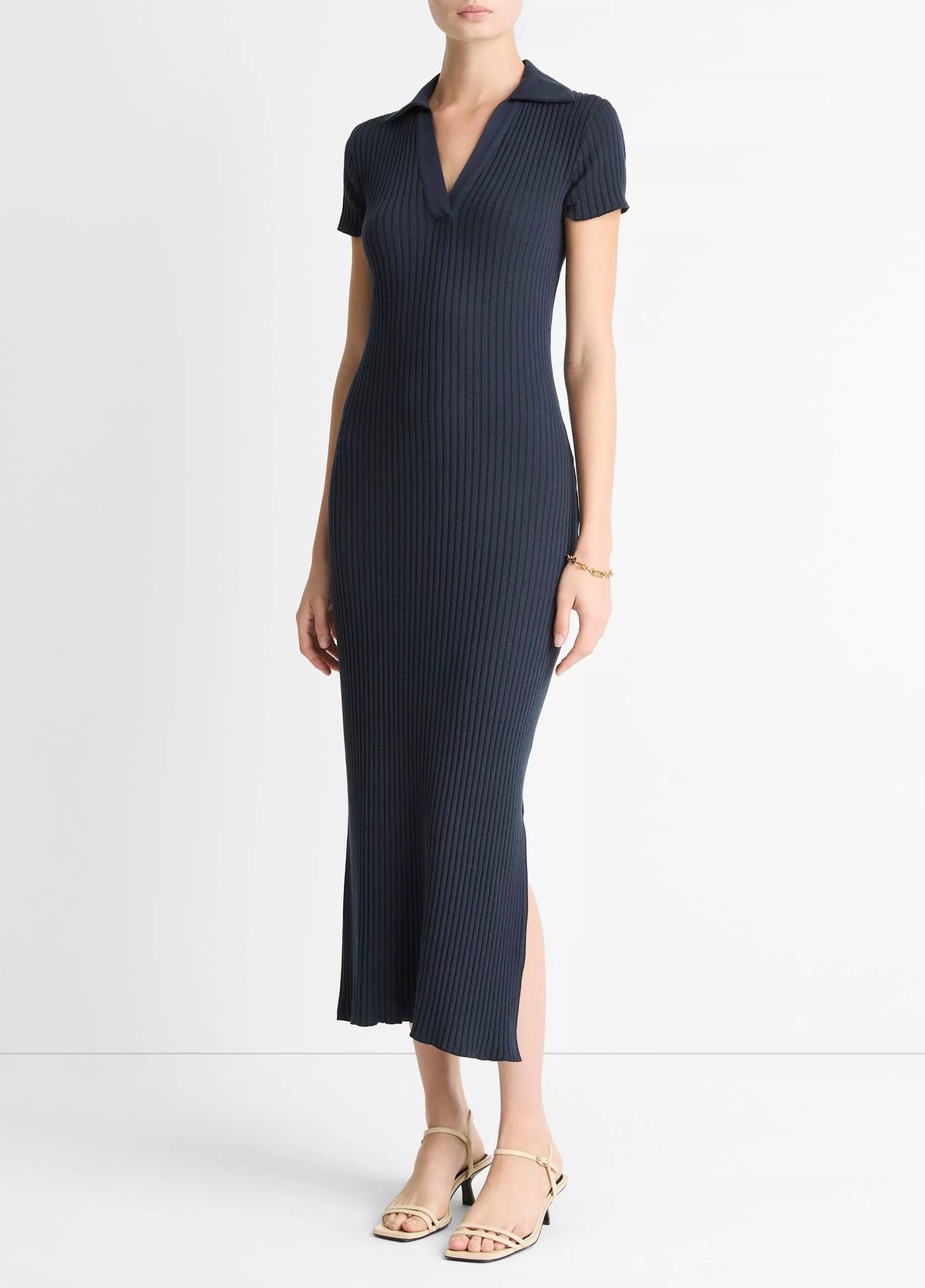 Ribbed Cotton-Blend Polo Dress