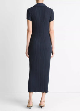 Ribbed Cotton-Blend Polo Dress