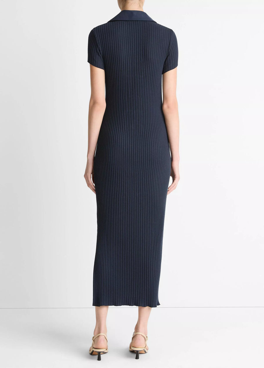 Ribbed Cotton-Blend Polo Dress