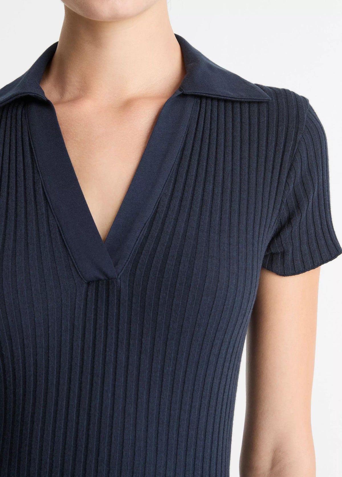 Ribbed Cotton-Blend Polo Dress