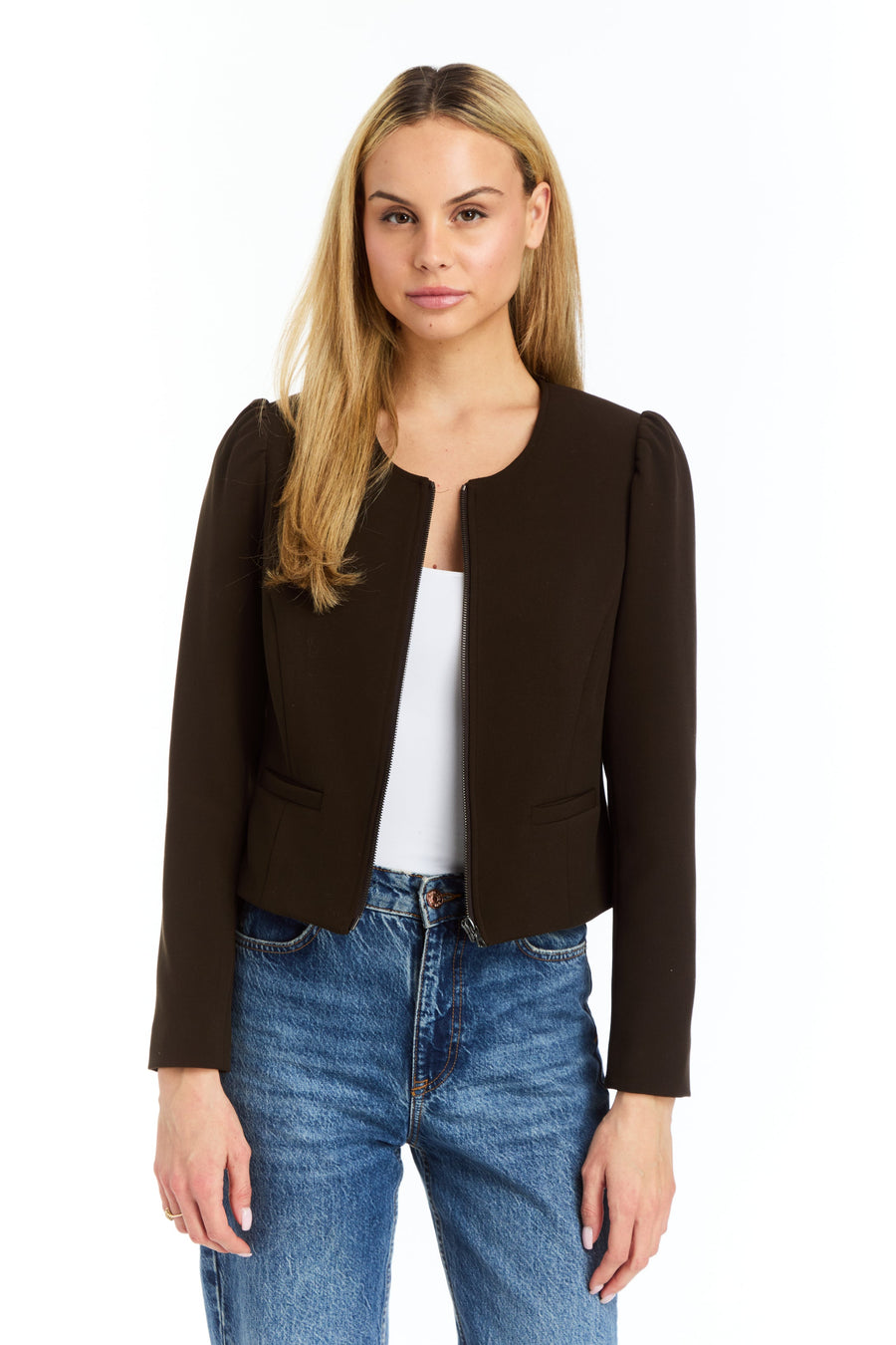 Drew Bryn Chocolate Zip-Front Jacket