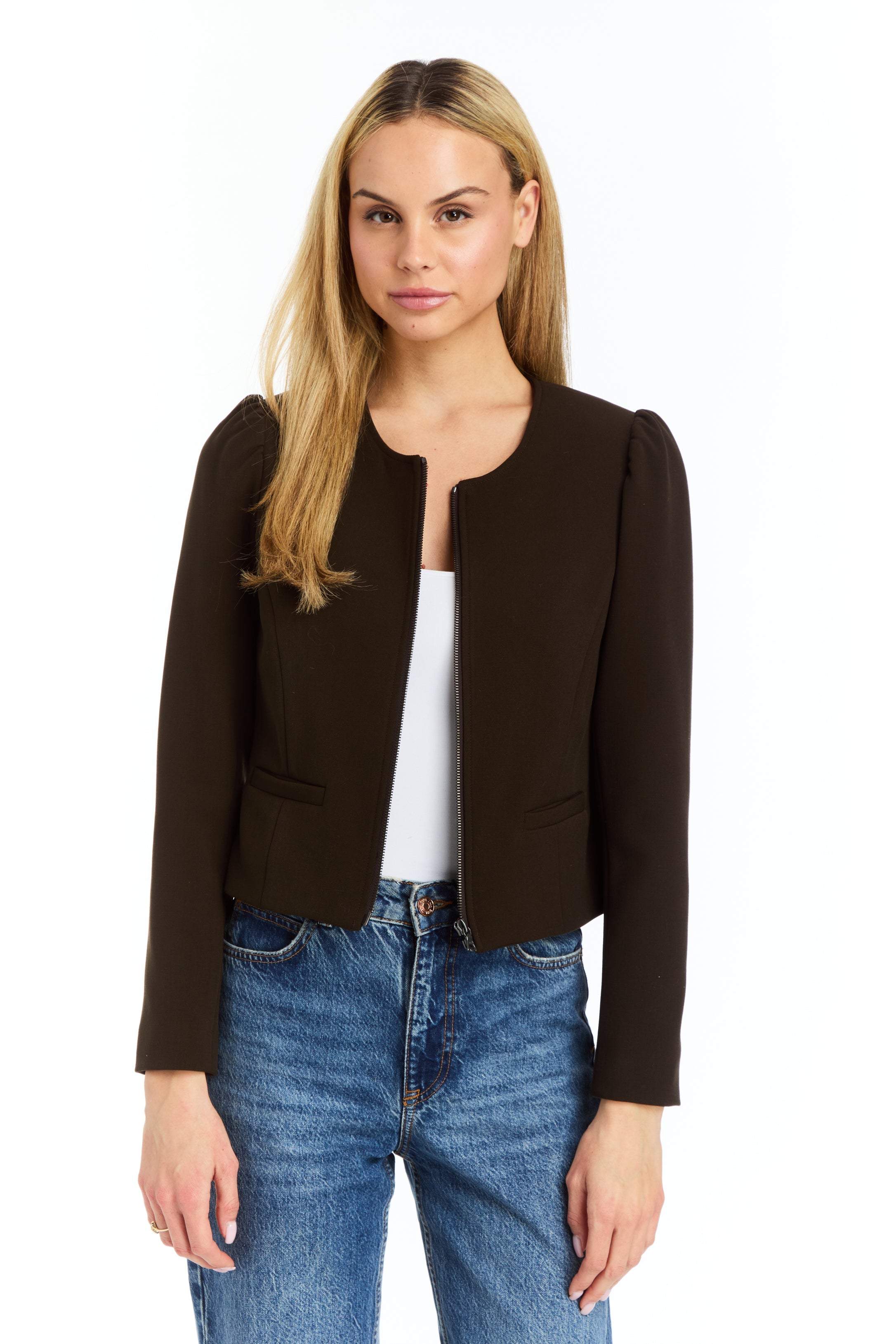 Drew Bryn Chocolate Zip-Front Jacket