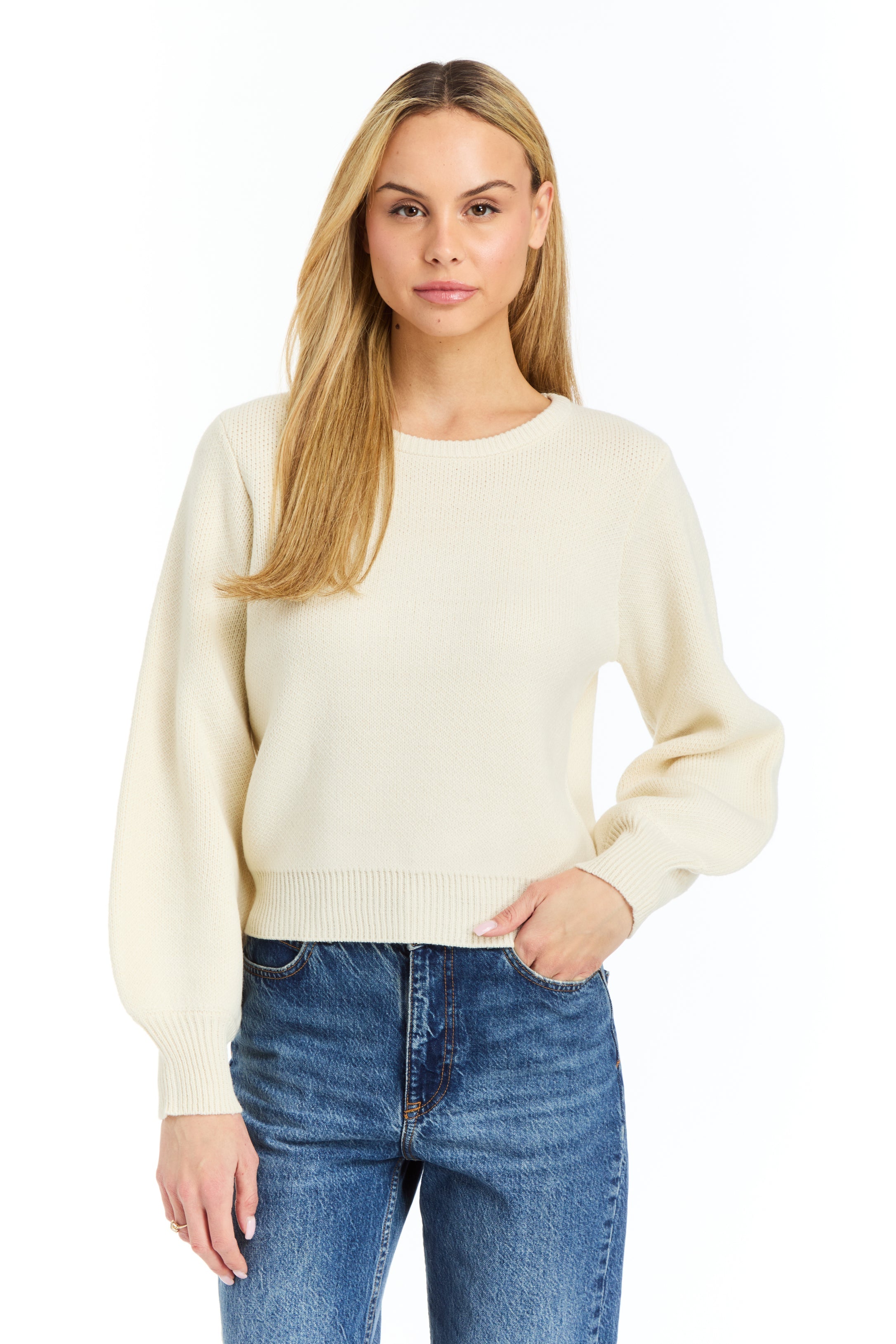 Drew Cyrus Ivory Bell Sleeve Sweater