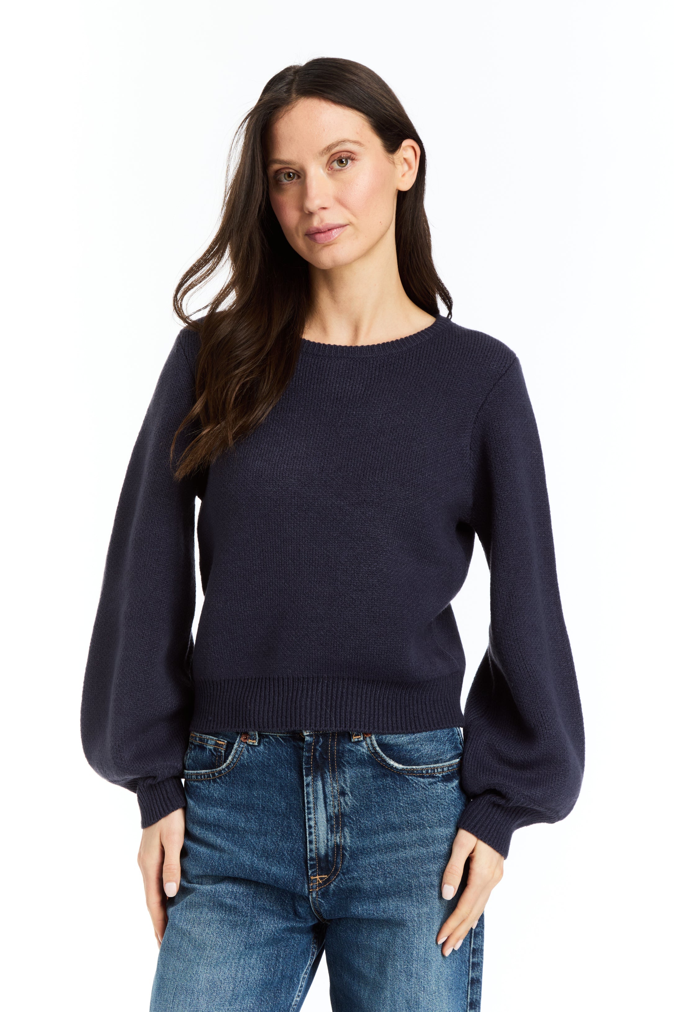 Drew Cyrus Navy Bell Sleeve Sweater
