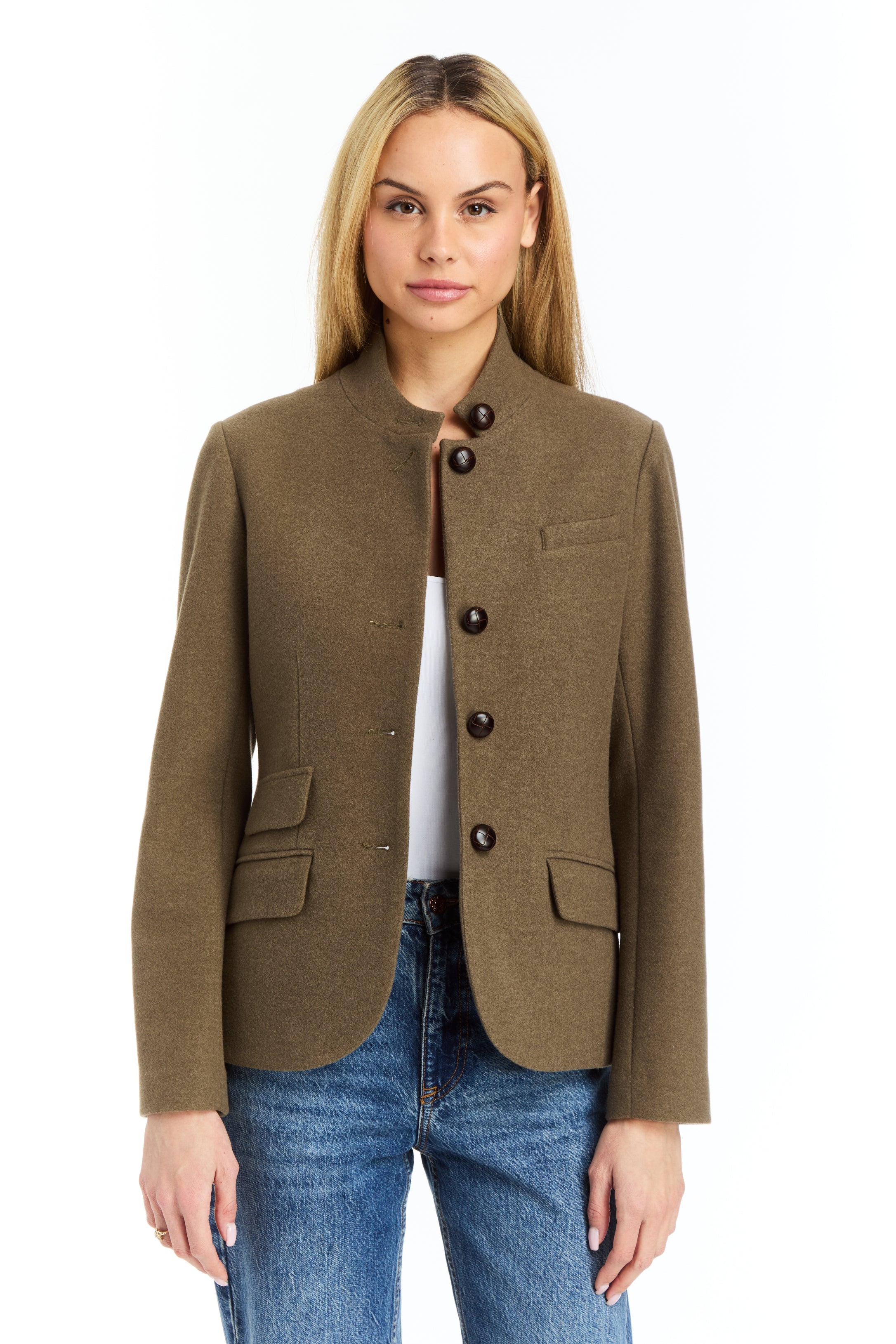 Drew Jordan +AN12Olive Flannel Riding Jacket