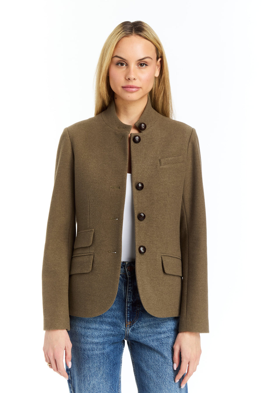 Drew Jordan +AN12Olive Flannel Riding Jacket