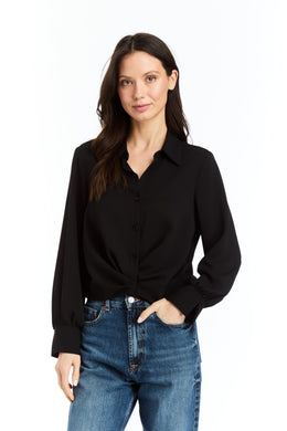 Drew Nick Black Satin Back Crepe Blouse