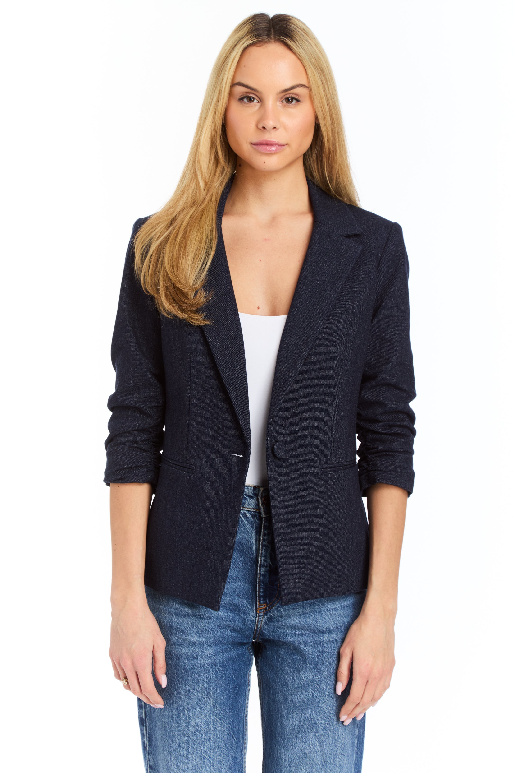 Drew Drew Serena Indigo Stretch Denim Blazer